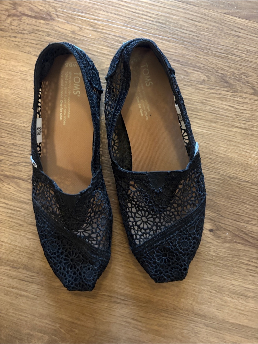 Toms Black Crochet Slip-On Flats